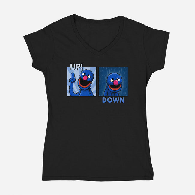 Up And Down-Womens-V-Neck-Tee-Raffiti