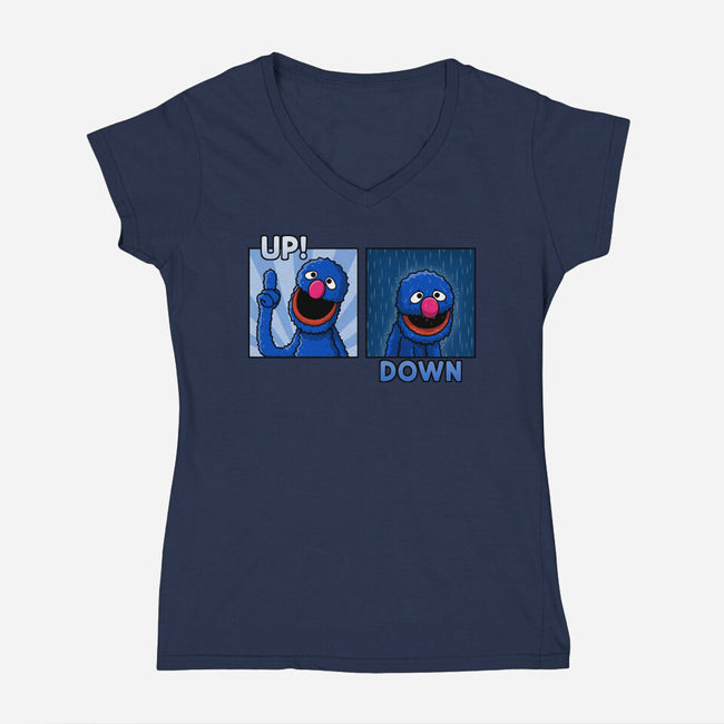 Up And Down-Womens-V-Neck-Tee-Raffiti