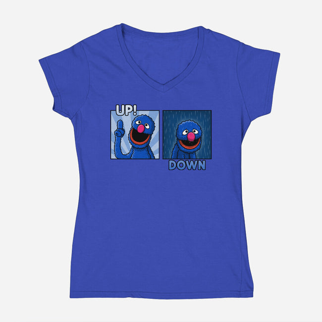 Up And Down-Womens-V-Neck-Tee-Raffiti