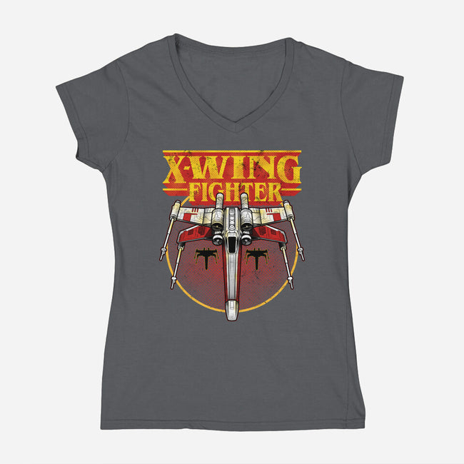 The Red-Space Punisher-Womens-V-Neck-Tee-Astrobot Invention