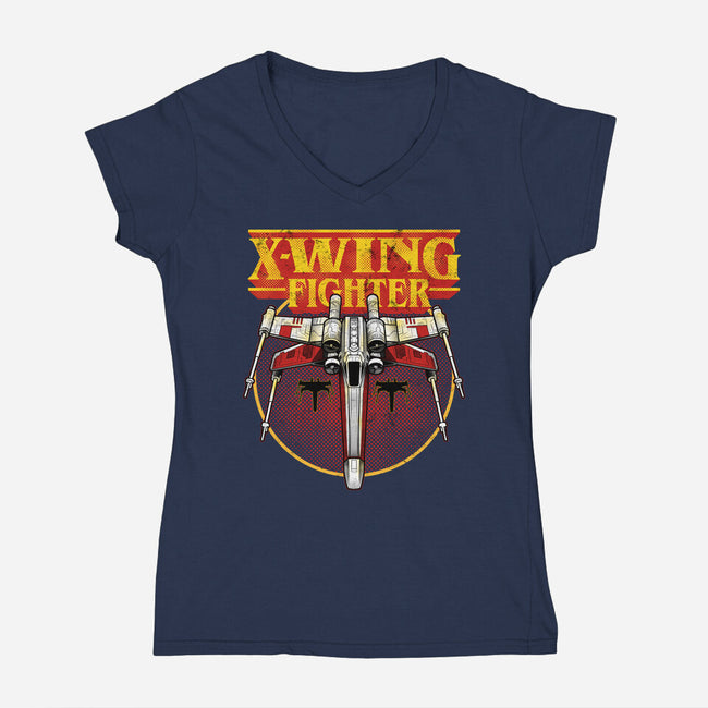 The Red-Space Punisher-Womens-V-Neck-Tee-Astrobot Invention