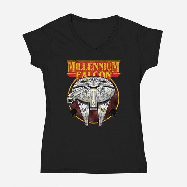 The Smuggler King Of Hyperspace-Womens-V-Neck-Tee-Astrobot Invention