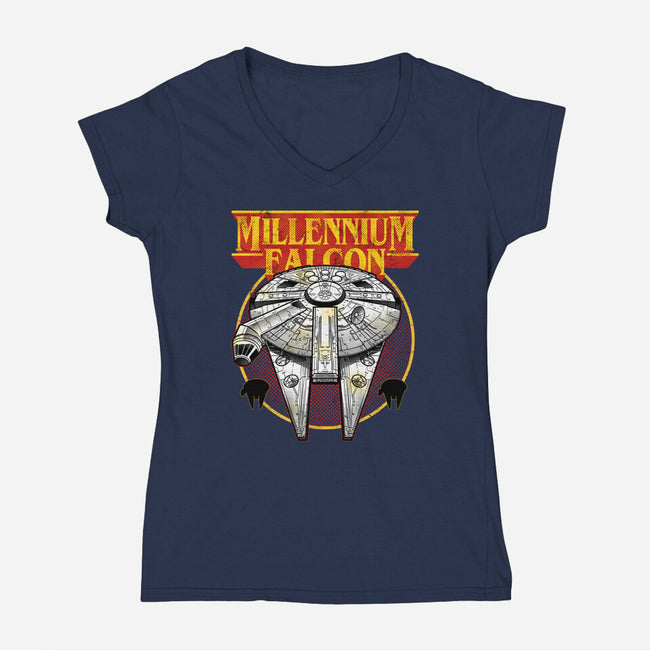 The Smuggler King Of Hyperspace-Womens-V-Neck-Tee-Astrobot Invention