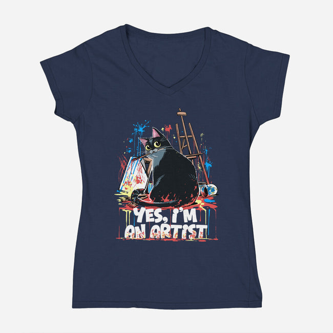 My Cat Is An Artist-Womens-V-Neck-Tee-zascanauta