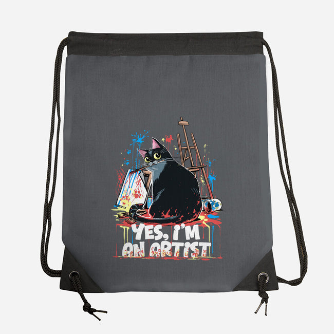 My Cat Is An Artist-None-Drawstring-Bag-zascanauta