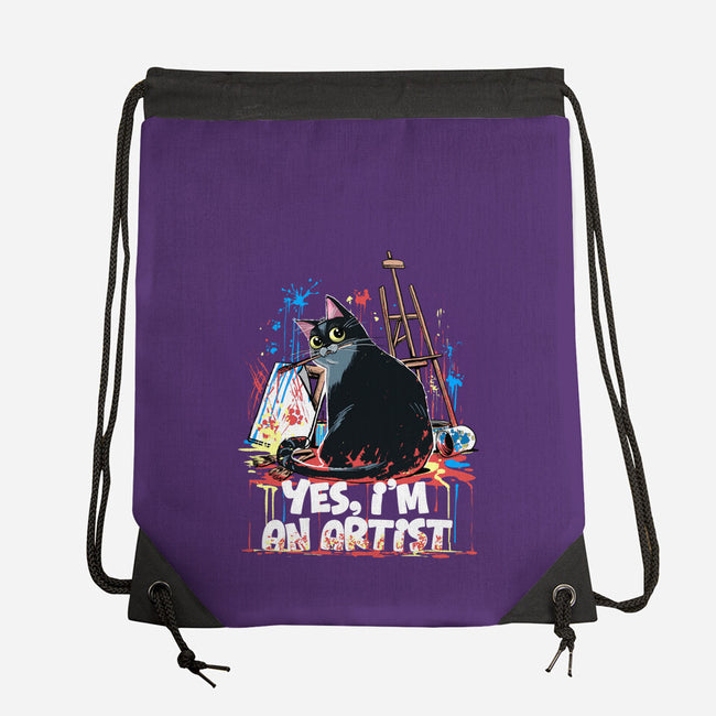 My Cat Is An Artist-None-Drawstring-Bag-zascanauta