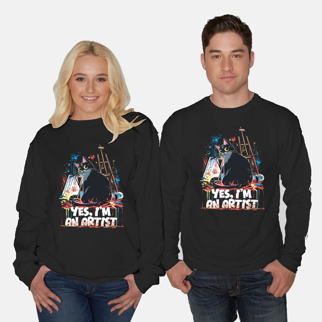 My Cat Is An Artist-Unisex-Crew Neck-Sweatshirt-zascanauta