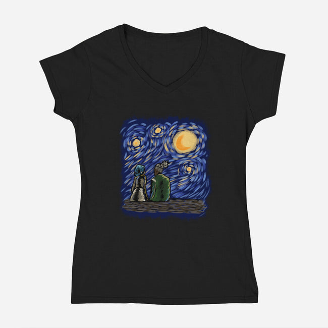 Teenage Night-Womens-V-Neck-Tee-nickzzarto