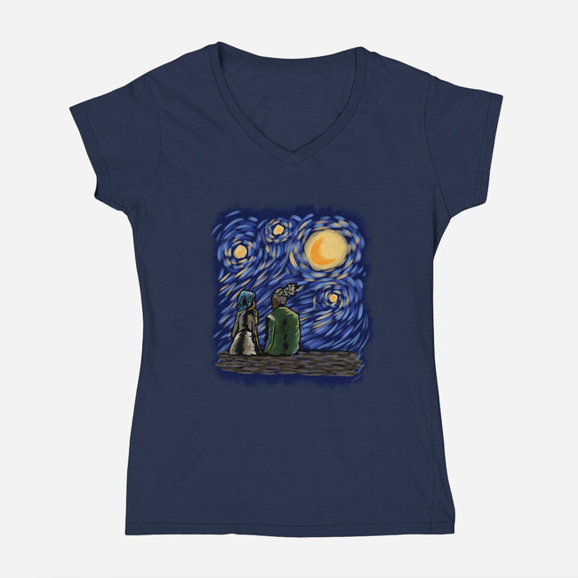 Teenage Night-Womens-V-Neck-Tee-nickzzarto