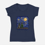 Teenage Night-Womens-V-Neck-Tee-nickzzarto