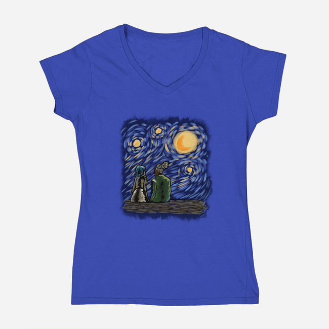 Teenage Night-Womens-V-Neck-Tee-nickzzarto