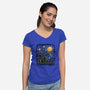 Teenage Night-Womens-V-Neck-Tee-nickzzarto