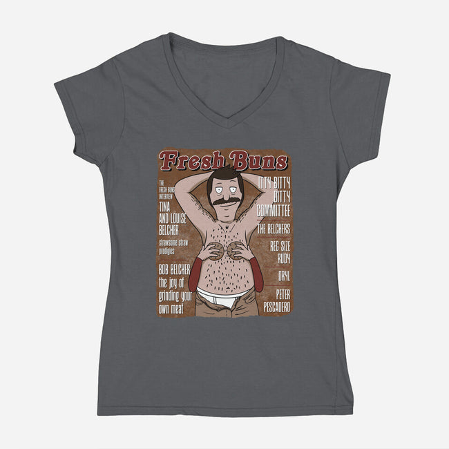 Fresh Buns-Womens-V-Neck-Tee-SeamusAran