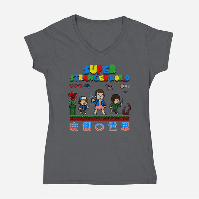 Super Stranger World-Womens-V-Neck-Tee-NMdesign