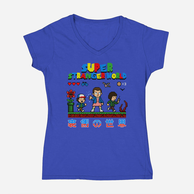 Super Stranger World-Womens-V-Neck-Tee-NMdesign