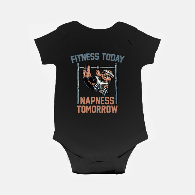 Fitness Today Napness Tomorrow-Baby-Basic-Onesie-glitchygorilla