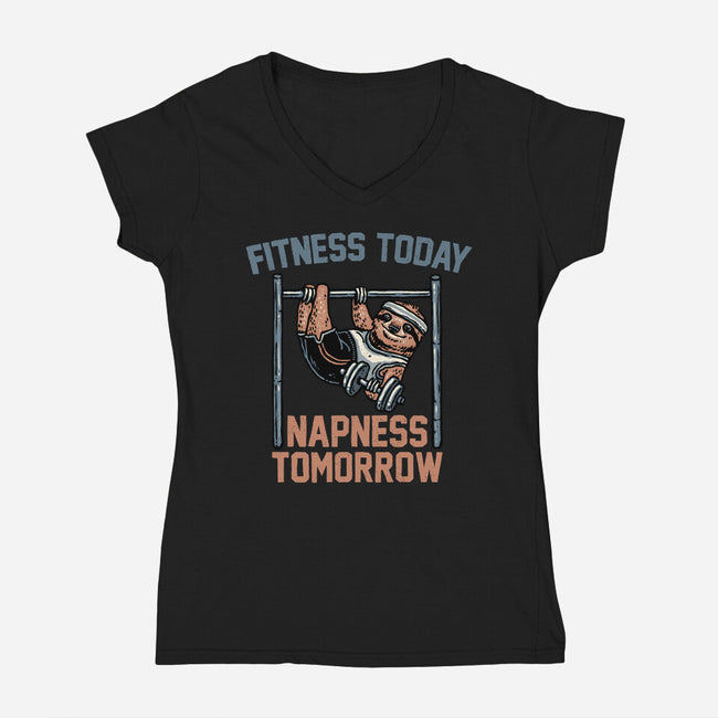 Fitness Today Napness Tomorrow-Womens-V-Neck-Tee-glitchygorilla