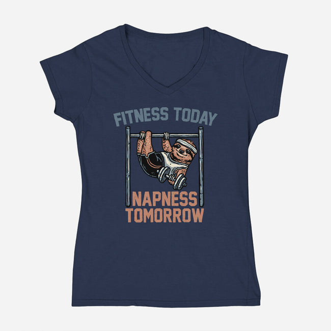 Fitness Today Napness Tomorrow-Womens-V-Neck-Tee-glitchygorilla