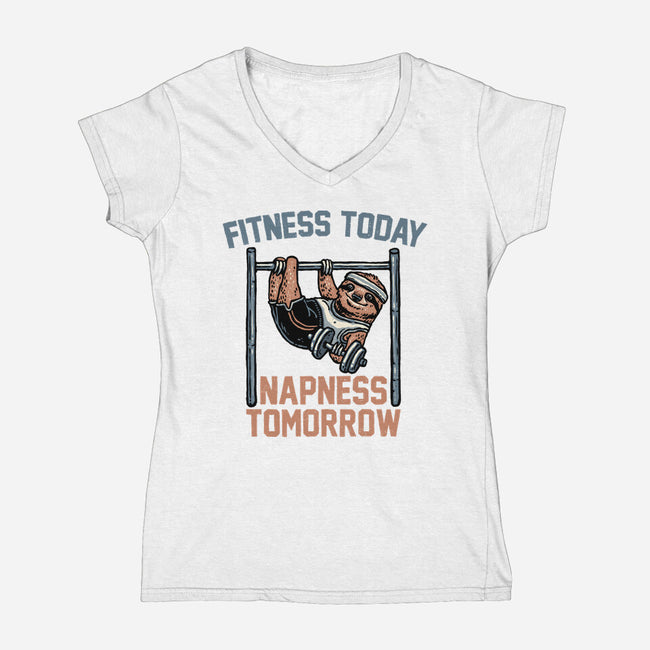 Fitness Today Napness Tomorrow-Womens-V-Neck-Tee-glitchygorilla