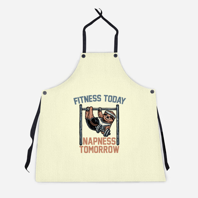 Fitness Today Napness Tomorrow-Unisex-Kitchen-Apron-glitchygorilla