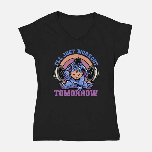 Workout Tomorrow-Womens-V-Neck-Tee-glitchygorilla