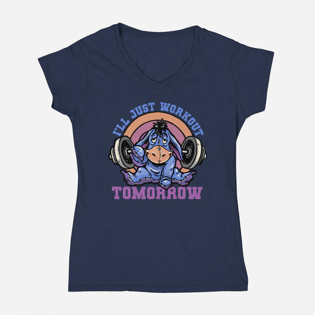 Workout Tomorrow-Womens-V-Neck-Tee-glitchygorilla