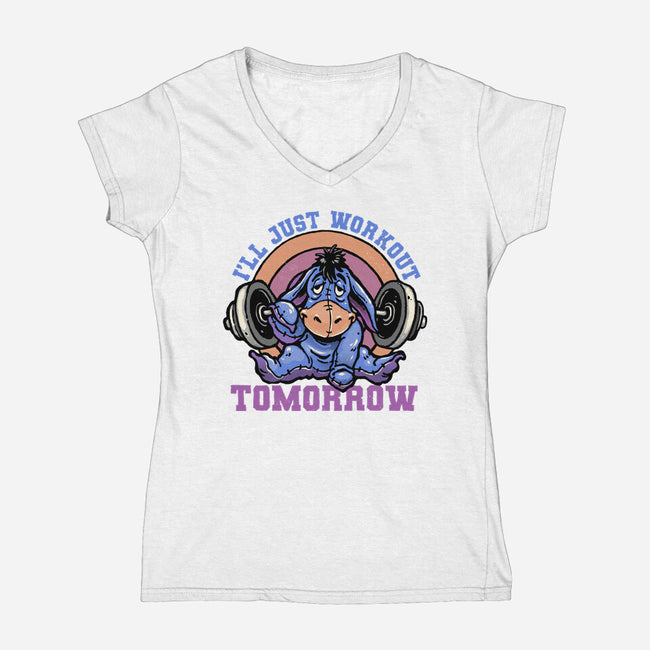 Workout Tomorrow-Womens-V-Neck-Tee-glitchygorilla