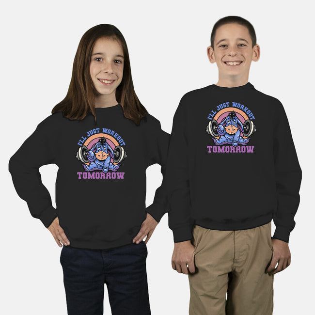 Workout Tomorrow-Youth-Crew Neck-Sweatshirt-glitchygorilla
