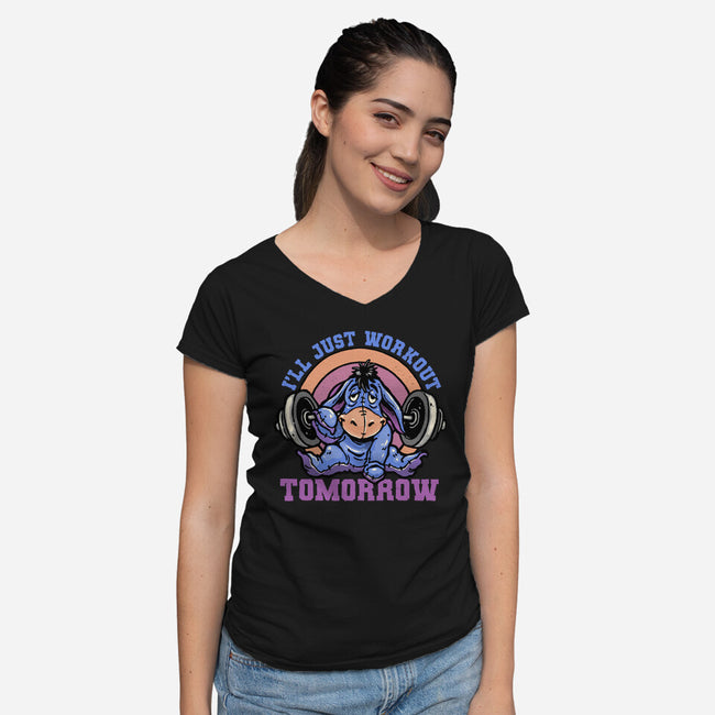Workout Tomorrow-Womens-V-Neck-Tee-glitchygorilla