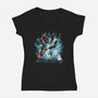 Time For Battle-Womens-V-Neck-Tee-glitchygorilla