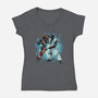 Time For Battle-Womens-V-Neck-Tee-glitchygorilla