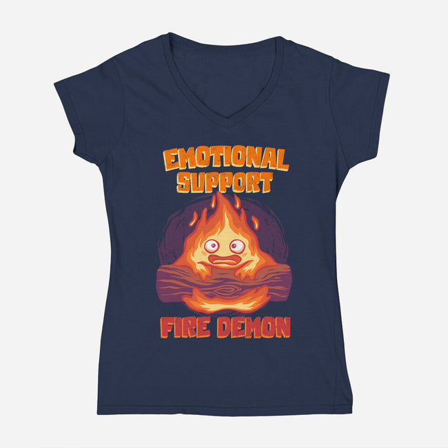 Emotional Support Fire Demon-Womens-V-Neck-Tee-rmatix