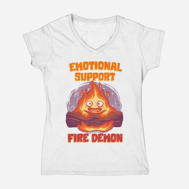 Emotional Support Fire Demon-Womens-V-Neck-Tee-rmatix