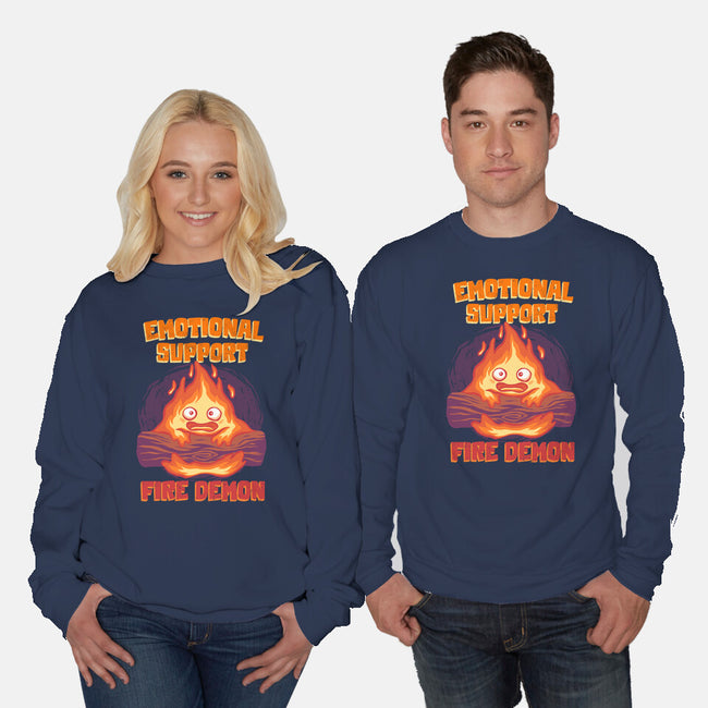 Emotional Support Fire Demon-Unisex-Crew Neck-Sweatshirt-rmatix