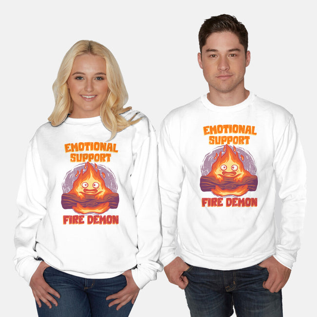 Emotional Support Fire Demon-Unisex-Crew Neck-Sweatshirt-rmatix