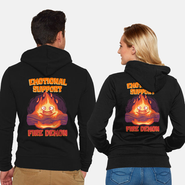 Emotional Support Fire Demon-Unisex-Zip-Up-Sweatshirt-rmatix