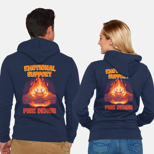 Emotional Support Fire Demon-Unisex-Zip-Up-Sweatshirt-rmatix