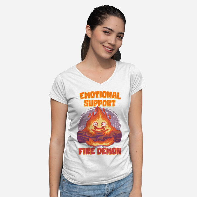 Emotional Support Fire Demon-Womens-V-Neck-Tee-rmatix