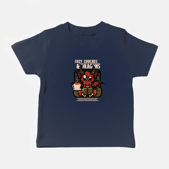 Cozy Couches And Dragons-Baby-Basic-Tee-jrberger