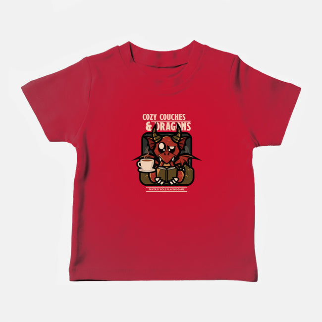 Cozy Couches And Dragons-Baby-Basic-Tee-jrberger