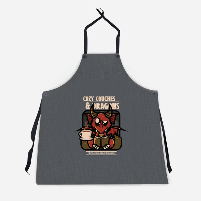 Cozy Couches And Dragons-Unisex-Kitchen-Apron-jrberger