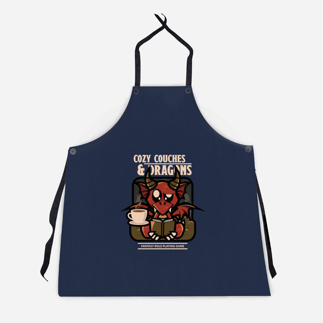 Cozy Couches And Dragons-Unisex-Kitchen-Apron-jrberger