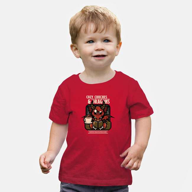 Cozy Couches And Dragons-Baby-Basic-Tee-jrberger