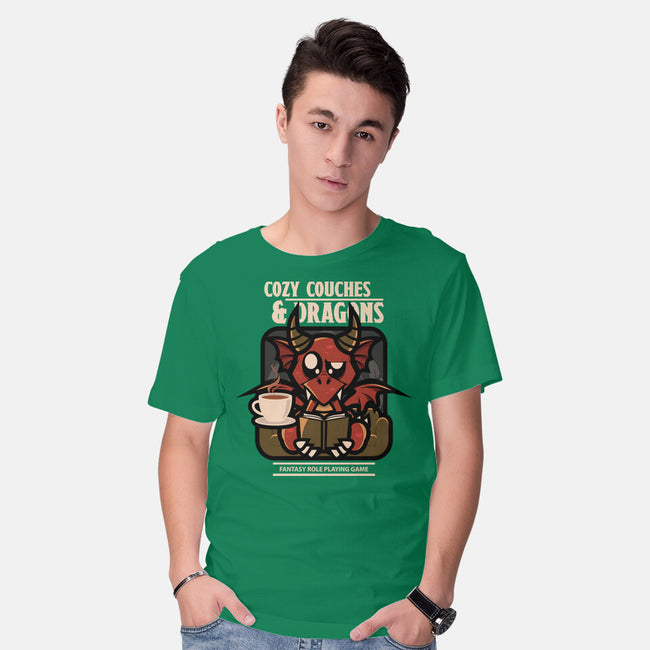 Cozy Couches And Dragons-Mens-Basic-Tee-jrberger