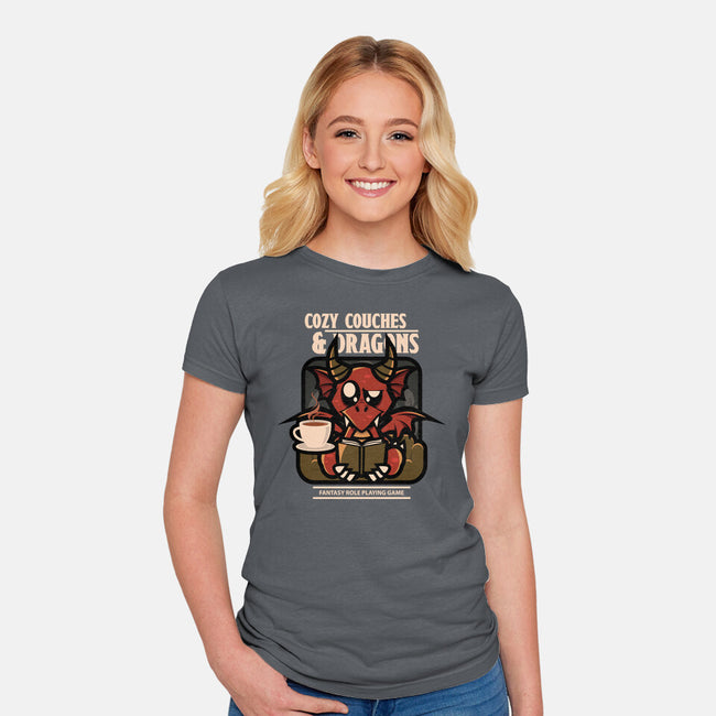 Cozy Couches And Dragons-Womens-Fitted-Tee-jrberger