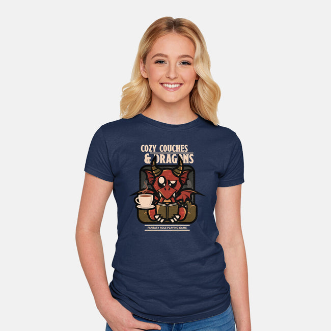Cozy Couches And Dragons-Womens-Fitted-Tee-jrberger