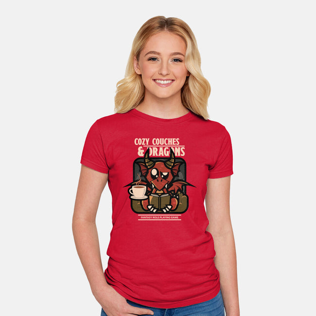 Cozy Couches And Dragons-Womens-Fitted-Tee-jrberger