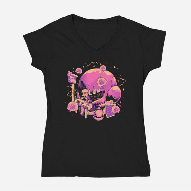 Open For Brains-Womens-V-Neck-Tee-eduely