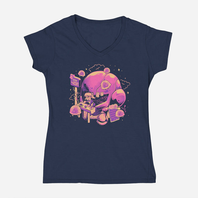 Open For Brains-Womens-V-Neck-Tee-eduely