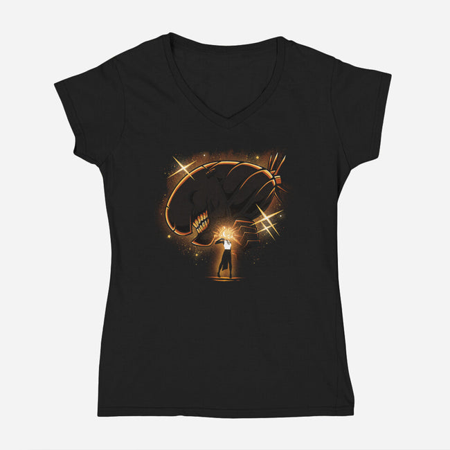 The Bomb Devil-Womens-V-Neck-Tee-grevalra